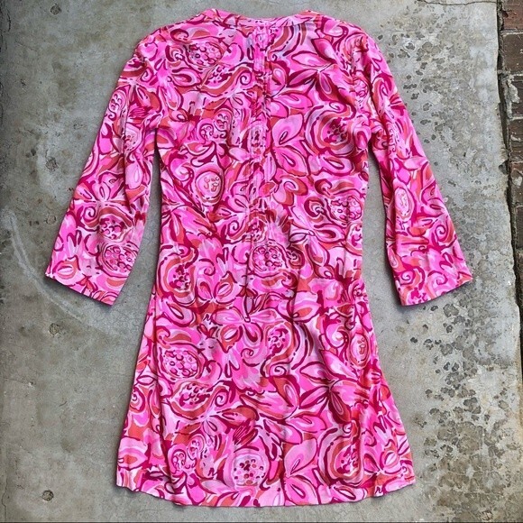 Lilly Pulitzer Sarasota Pintucked Tunic Dress Shift Mini Mango Salsa Printed XS - Picture 5 of 6